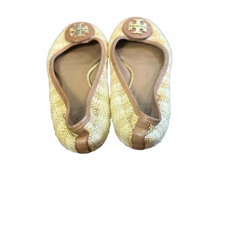 Tory Burch Reva Raffia Ballet Fats Brown